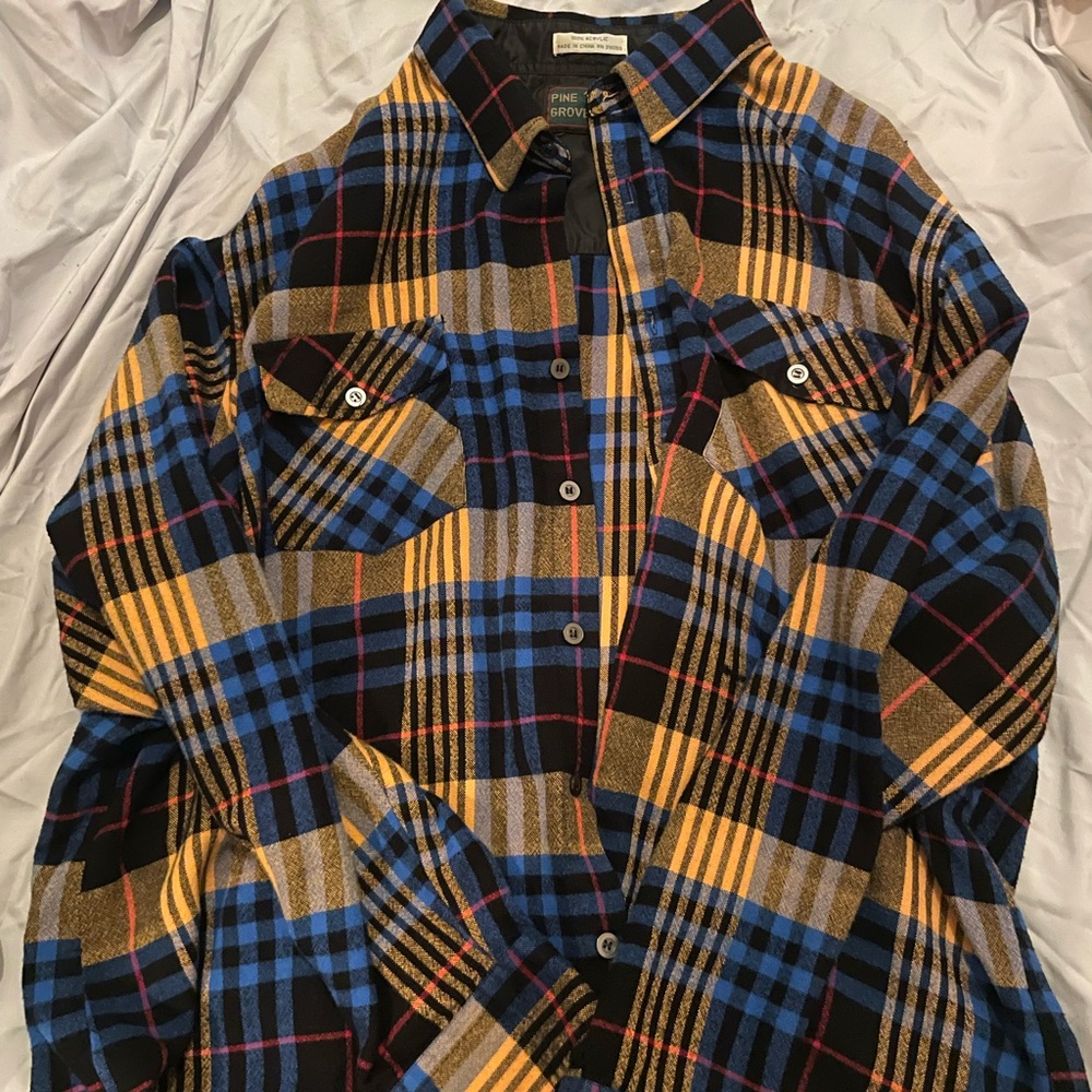 Yellow and blue flannel